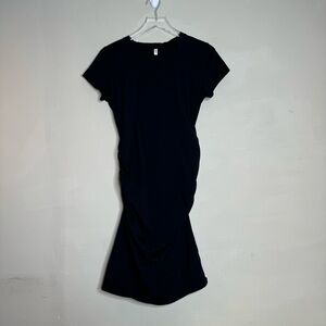Missufe Womens Black Side Ruched Shirt Dress Size Large